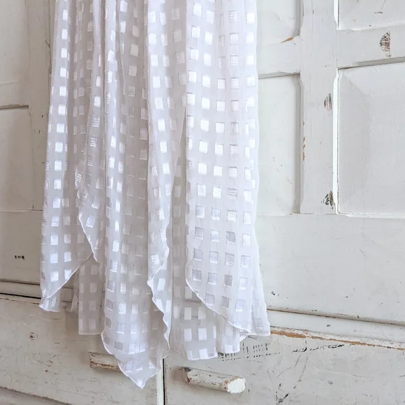 Vintage 70s Miss Dior White Checkered Slip Dress – Size L - Picture 5 of 15